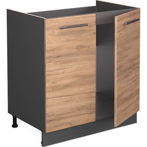 Mobile lavello cucina Fame-Line, Quercia dorata, 80 cm senza piano di lavoro, Vicco