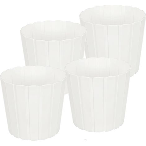 Vaso in plastica per fiori ed erbe aromatiche da balcone o terrazzo, bianco, 24 cm, 4 pezzi.