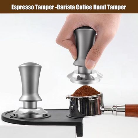Pressino per espresso - Pressino per espresso da 51 mm - Molla calibrata per una pressione costante - Base in acciaio inox per un'estrazione ideale - Acciaio inox nero da 51 mm - 1 pezzo - Compatibile (1/5)