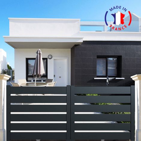 Portail aluminium coulissant SAH en kit dimensions L.3000 (entre piliers) X H.1900 mm Couleurs Gris (RAL 7016)