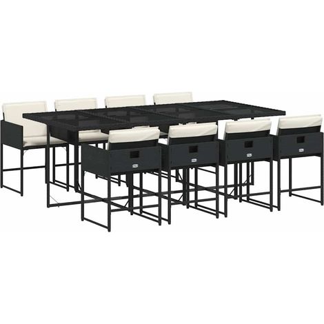 Maison Exclusive - Set de comedor de jardín 9 pzas y cojines ratá (1/5)