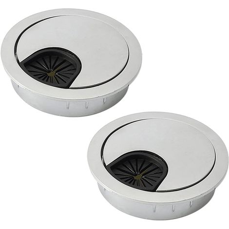 Lot de 2 œillets de câble de Bureau 80 mm, Trou de câble en métal pour Ordinateur de Bureau, Cache-câble Rond (Gris) (1/5)