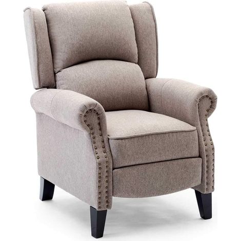 More4Homes CHARLOTTE MODERN FABRIC PUSHBACK RECLINER ARMCHAIR SOFA ACCENT CHAIR RECLINING (Pumice)