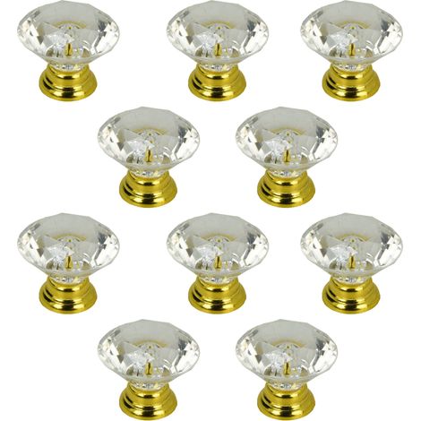 10 x Pomello rotondo per mobili in oro diamante (1/5)