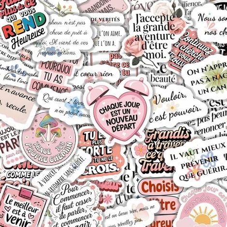 Lot de 75 Autocollants Inspirants pour Femmes – Messages Positifs – Imperméables, Finition Mate – Stickers Motivation pour Journal Intime, Carnet, PC Portable, Bouteille d'Eau (Style A-75 pièces) (1/5)
