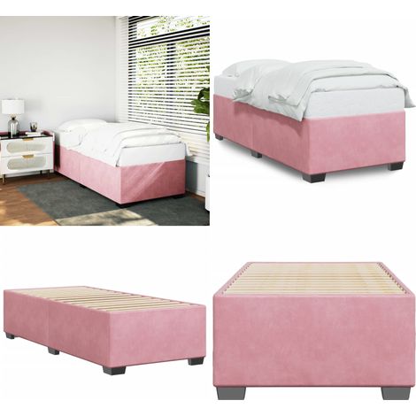 Cadre de lit sans matelas rose 90x190 cm velours - Cadre De Lit - Lit Double - Lit Rose - Lit Velours - Sommier - Home & Living