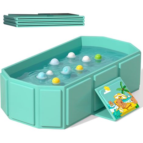 Baignoire pliable portable pour bébé, 75 x 45 x 25 cm, convient aux enfants de 0 à 6 ans, rose/vert menthe (vert) (1/4)