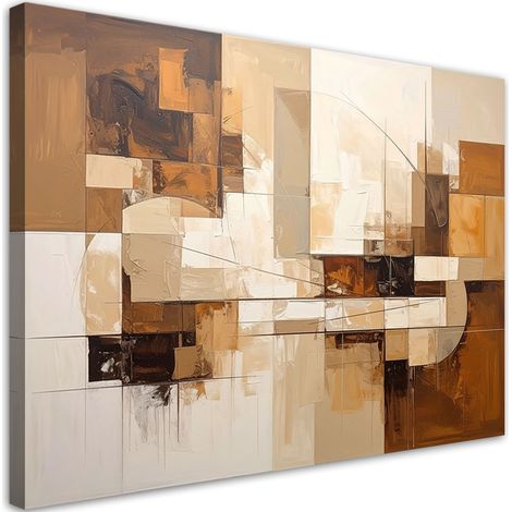 Cuadro sobre Lienzo, Abstracto geométrico en tonos beige, 45x30