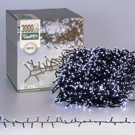 ECD Germany Cadena de Luces LED Cluster 39m, 3000 LED Blanco Frío Guirnalda Luminosa con Temporizador y 8 Modos de Iluminación Tira de Luz Navideña Interior/Exterior con Enchufe y Protección IP44 (1/5)