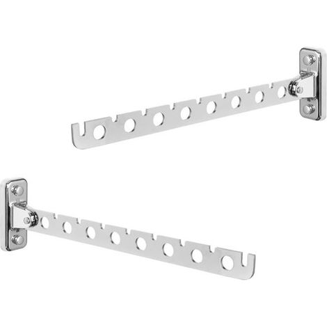 Appendiabiti da parete pieghevole in acciaio inox cromato lucido con doppia confezione. (1/5)