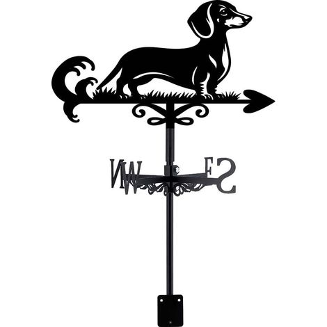 Black Metal Dog Garden Weathervane for Roof, Farm, Outdoor Yard Mounting - Wind Direction Indicator  Roof Mounting, Metal Weather Ramps for Farmhouse, Outdoor Yard, Farmhouse Barn Decor (1/5)