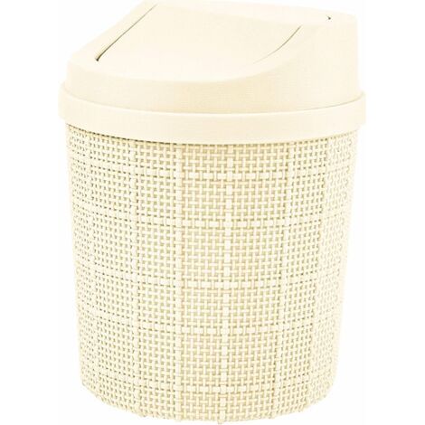 1,5L Mini Poubelle, Mini Poubelle de Bureau, avec Poubelle et Couvercle Pivotant, pour Chambre,Salle,Cuisine,Véhicule (Blanc)