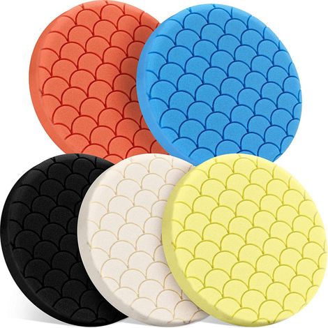 5-teiliges Polierpad-Set mit 16,5 cm (6,5 Zoll) Durchmesser für Autos und Yachten: Entfernt mäßige Kratzer und Oxidationsdefekte.