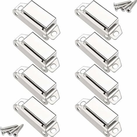 Chiusure magnetiche, chiusura magnetica per porta da 10 kg e 32 viti, acciaio inossidabile 304, chiusure magnetiche per chiusura ante di mobili/armadi/credenze (confezione da 8) (1/3)