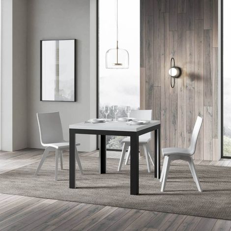 Tavolo apribile 90x90/180 cm Linea Libra Bianco Frassino telaio Antracite (1/5)