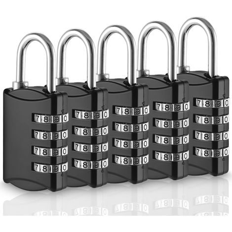 Lot de 5 Cadenas Code, Cadenas Code 4 Chiffres, Petit Cadenas Code, en Alliage de Zinc, Résistant aux intempéries (1/5)