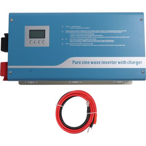 Sortie de chargeur d'inverseur sinusoïdal pur mural bleu 110VAC 220VAC 230VAC pour petites Applications d'énergie solaire 24V (1/5)
