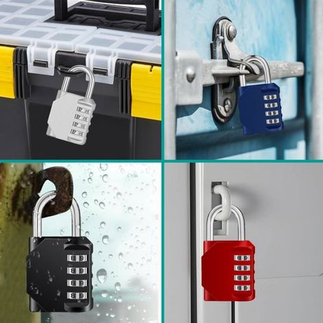 Cadenas Code 4 Chiffres, Cadenas Casier Pour Vestiaire Sport, Scolaire, Abri de Jardin (2 Pièces, Noir) (1/4)