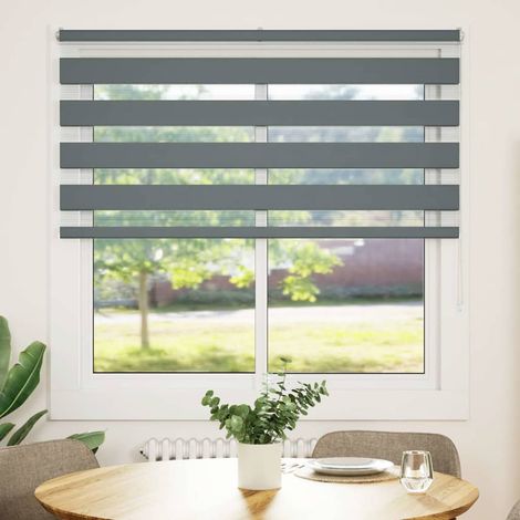 Maison Exclusive - Store zèbre gris foncé largeur du tissu 145,9 cm polyester