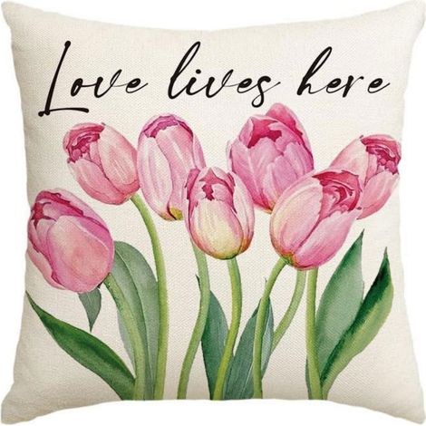Housse De Coussin - Tulipe - Pour Canapé Et Salon - Lot De 4 (1/5)