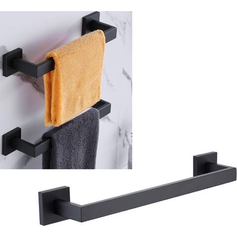 1 pieza, Toallero de baño, Toallero de baño, 40 cm, Barra para toallas, Toallero, Barra para toallas negra, Barra para toallas, Toallero negro (1/5)