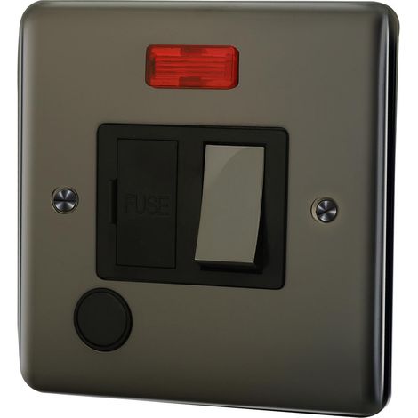 Switch Fused Connection unit With Neon With Outlet - Black Nickel (1/5)