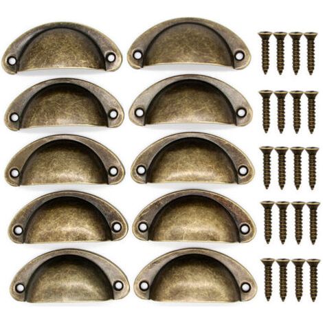 Set mit 10 Retro-Metallgriffen für Schubladen, Küchenmöbel, Schranktüren und Kommoden mit antiken Messingknöpfen, 81 × 35 mm, Bronze