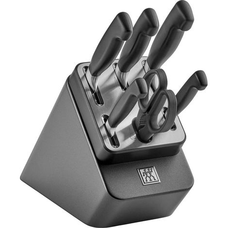 Zwilling Set de 5 Couteaux Gris Argenté avec Bloc Bois FSC (1/3)