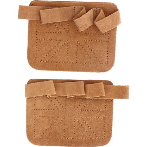 Gants d'entraînement en cuir épais double couche pour musculation et fitness, protection des mains avec rembourrage 4 doigts, couleur marron. (1/5)