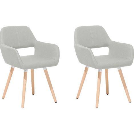 Conjunto de 2 sillas tapizadas en tela gris claro con patas de madera estilo ecléctico moderno Chicago (1/5)
