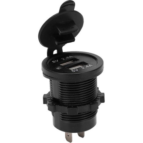 Chargeur de voiture modifié, double port USB 2,4 A, 1 entrée, 2 sorties, étanche, noir mat avec rétroéclairage (1/5)