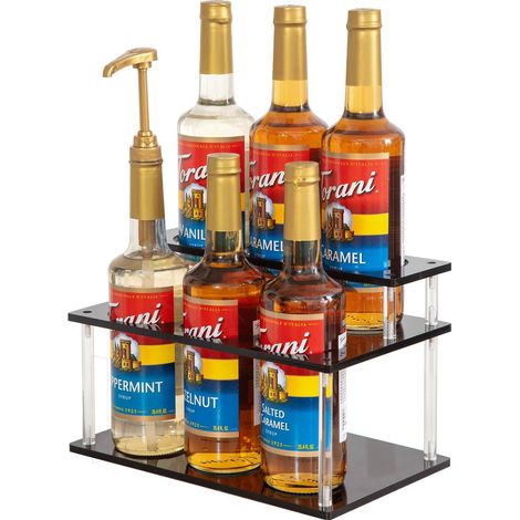 Présentoir à sirop de café, étagère à 2 niveaux, porte-bouteilles, accessoire de rangement et d'organisation pour la cuisine et le bar à vin (1/5)