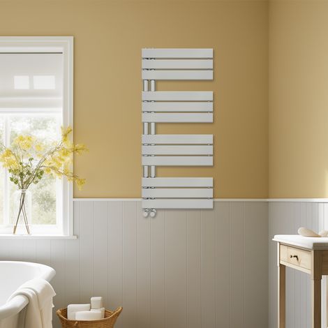 Designer Heated Towel Rail Radiator Modern Bathroom Flat Panel Warmer Rads 1126x500mm Chrome
