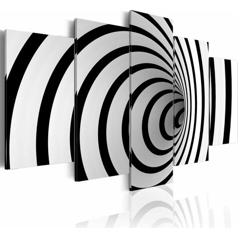 Tableau vortex blanc et noir - 200 x 100 cm (1/4)