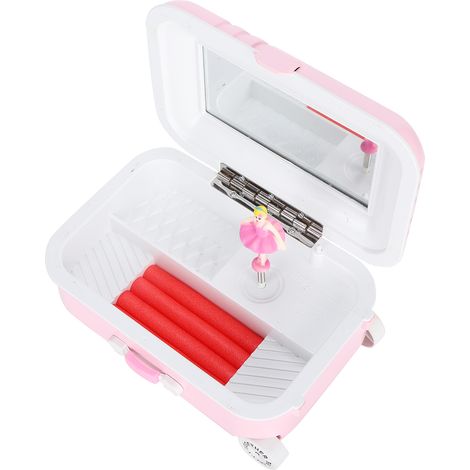 Boîte à musique tournante avec valise dansante et boîte de rangement pour bijoux et cadeaux