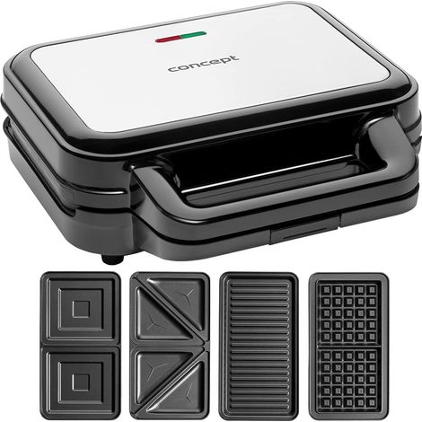 CONCEPT Hausgeräte Sandwich maker con piastre intercambiabili 4 in 1 SV3070, 900 W, nero (1/5)