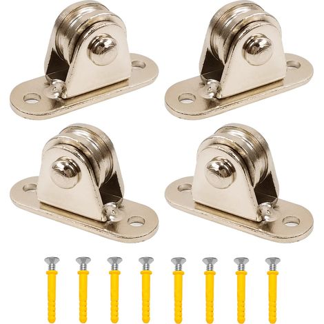 4-teiliges Seilzugsystem, 60-mm-Horizontalrolle, Edelstahl-Schiebetor-Schienenrolle, Rollenblock mit 8 Schrauben, für Wäscheleinen, Seile