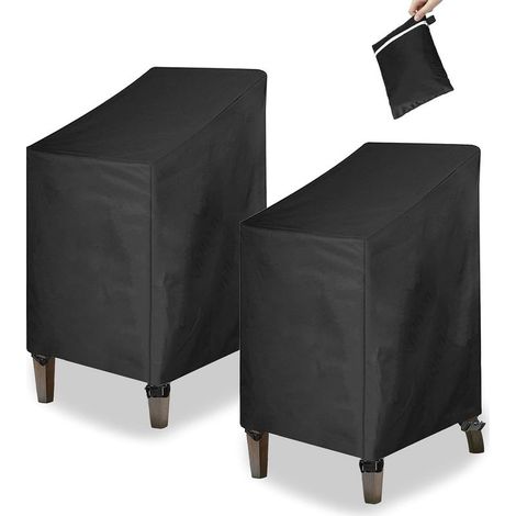 Lot de 2 housses de chaise de jardin 120 x 66 x 73 x 84 cm avec poignées épaissies et cordon de serrage, imperméable et respirante en tissu Oxford 210D pour extérieur inclinable. (1/4)