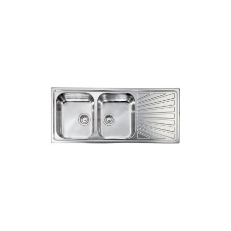 CM 011447SCSSX Cometa Lavello ad incasso rettangolare 2 vasche 116x50 cm gocciolatoio sinistra colore Acciaio Inox