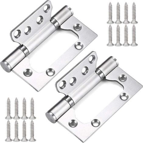 Charnières de porte (2 pièces) en acier inoxydable 304, charnières de porte pliantes de 10 cm (4 pouces), charnières à billes avec vis 16cps. (1/5)