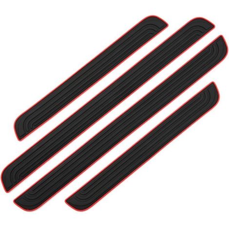 Barres de Seuil de Porte Voiture 4PCS Plaque de Seuil Protecteurs Autocollant Voiture Film Adhésif pour Protection Seuil Porte Garde-Plaque de Seuil de Porte Voiture en Caoutchouc Souple PVC(Noir) (1/4)