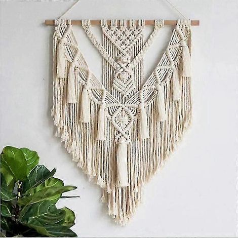 Macrame Wall Hanging Boho Chic Decor Driftwood Woven Tapestry Indie Wall Decor Room Apartment Bedroom Gifts Balcony Decoration, 50cm(W) x 70cm(L) (1/5)