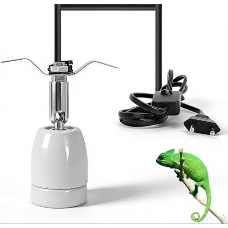 Support de Lampe pour Reptiles éclairants, Culot E27 en Céramique, Socle de Lampe Céramique, Câble D'Aquarium, éclairage Terrarium, Chauffante, Lumière du Jour, Blanc (1/5)