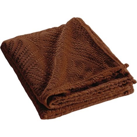 Plaid Uni en Flanelle "Nelia" 125x150cm Choco (1/5)