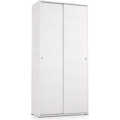 Dmora Guardaroba Dalia, Armadio a 2 ante scorrevoli e 4 ripiani, Mobile moderno multiuso per camera da letto, 100% Made in Italy, Cm 90x45h195, Bianco, con imballo rinforzato