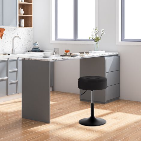 WOLTU Barhocker 2er Set, Sitzhocker mit Stauraum, Arbeitshocker höhenverstellbar, niedriger Bürohocker aus Samt, Metallgestell, für Bar Bistro Café Küche, Schwarz