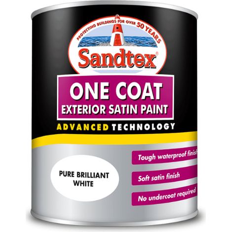 Sandtex One Coat Exterior Satin - Brilliant White - 750ml