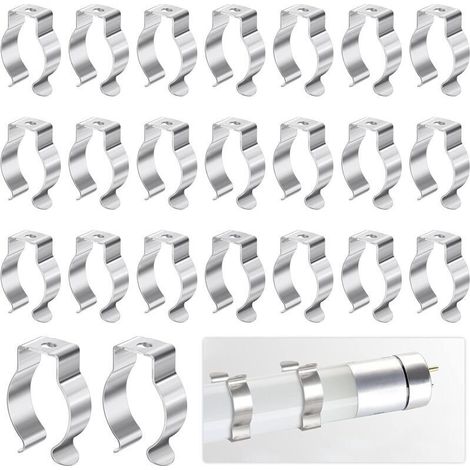 (Argent)Clip de Fixation de Lampe-28x23x9.8cm, 30Pcs Tube Fluorescent Support Lampe pour Fixer le Tube de la Lampe pour Éviter l'affaissement, Tube Fluorescent Support Convient aux Lampes T8 et Clip d (1/5)