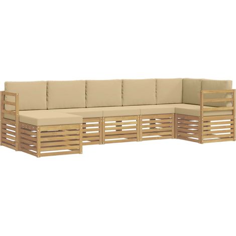 Ensemble de canapés d'extérieur 7 pc Blanc et Beige vidaXL