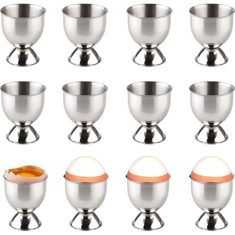 12er-Set Eierbecher, Edelstahl, stapelbar, glatte Kanten, spülmaschinenfest, Küche, Camping, Partys (1/5)